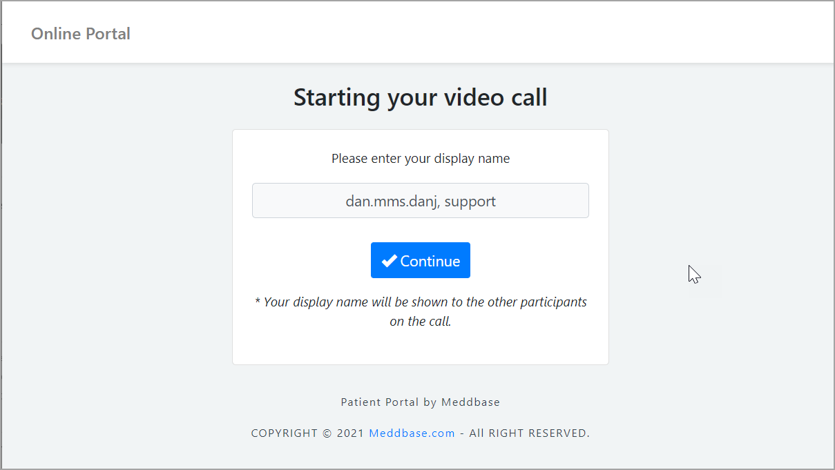 Starting your video call page