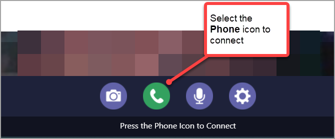 Select phone icon to join the call