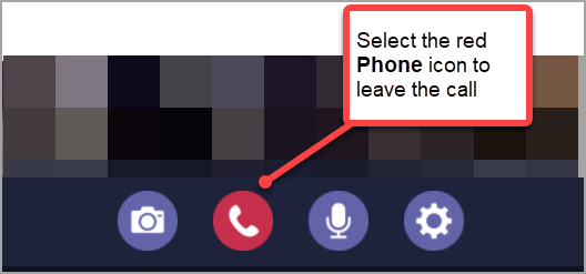 Select red phone icon to leave the call