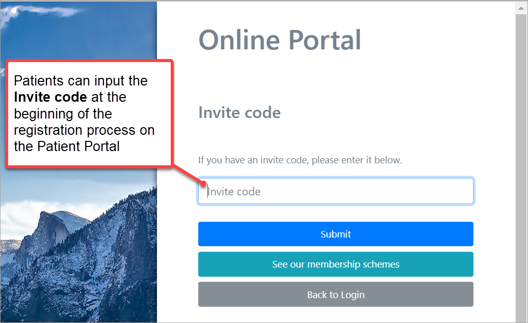 4_-_Patient_Portal_page_at_beginning_of_registration_showing_where_invite_code_can_be_recorded.png