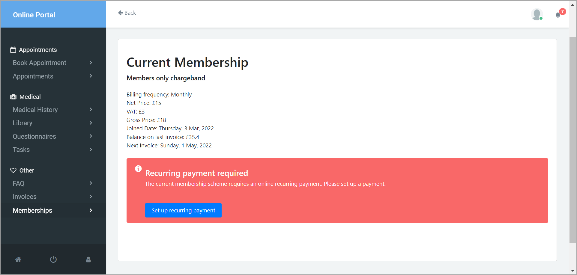 Patient_Portal_-_Current_membership_-_setup_recurring_payment